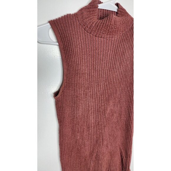 Moth Sweater Womens XS Pink Ribbed Mock Neck Sleeveless Pullover Tank Top Soft - Picture 3 of 7